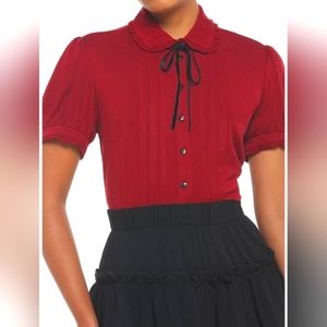 Hot Topic Dark Red Woven Button-Up | Medium